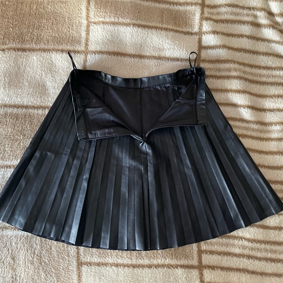 J. Crew Faux Leather Black Pleated Mini Skirt - Picture 4 of 8